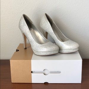 Sparkly Silver Platform Heels